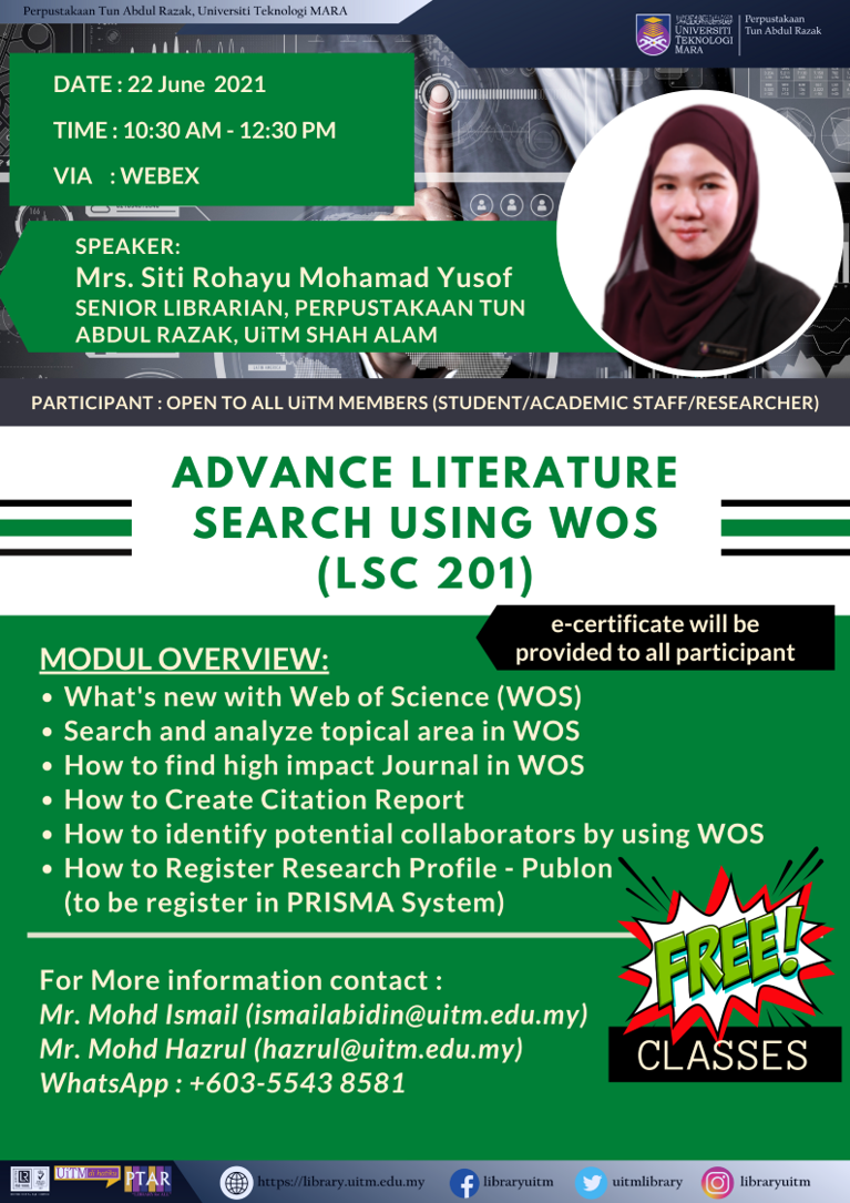 Advance Literature Search Using WOS (LSC 201)